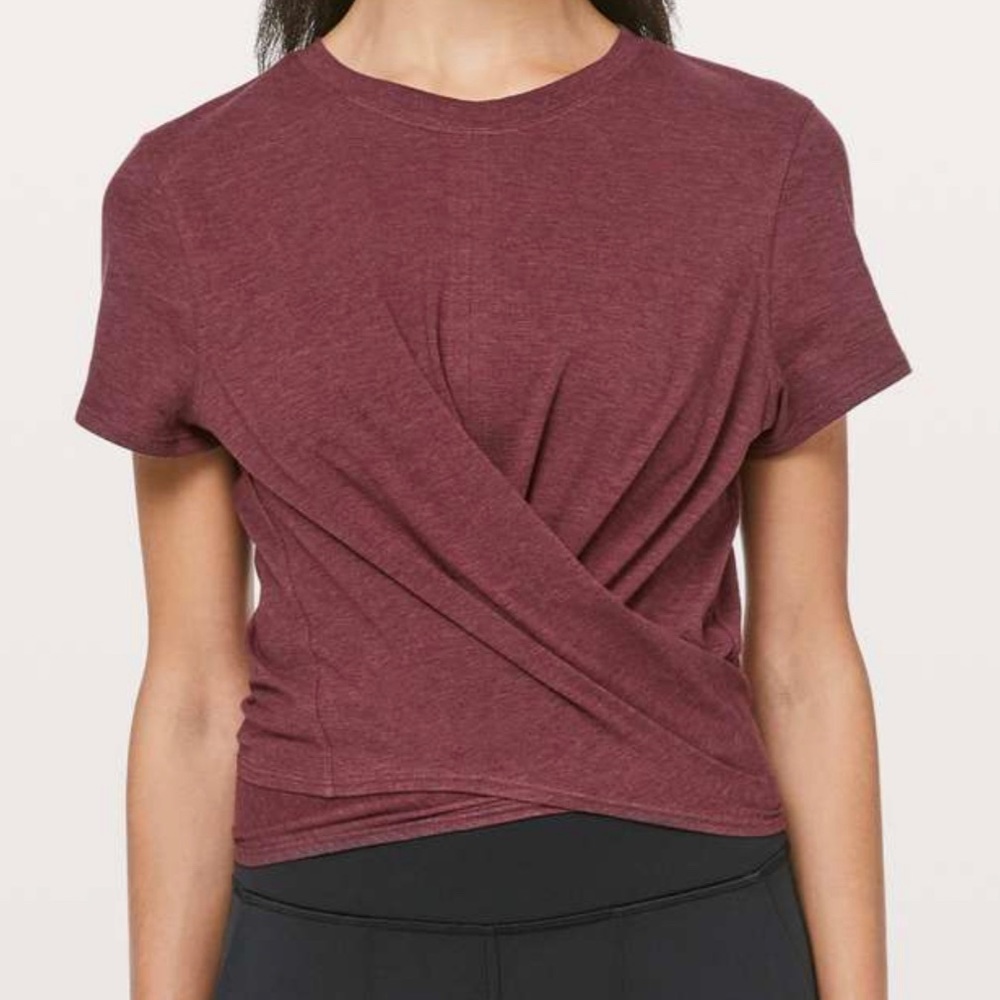 Lulu lemon Time to Restore Tie Back T Shirt Heathered Maroon